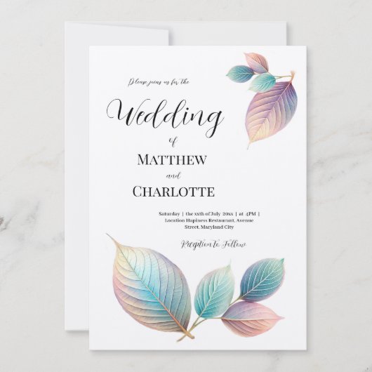 Pastel Iridescent Blätter Hochzeiten Dreamy Pastel (Vorderseite)