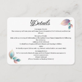 Pastel Iridescent Blätter Hochzeiten Dreamy Pastel Begleitkarte