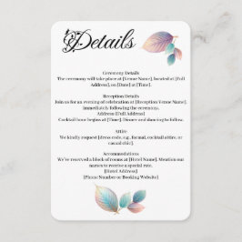 Pastel Iridescent Blätter Hochzeiten Dreamy Pastel Begleitkarte