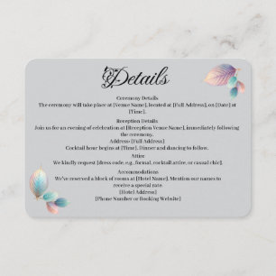 Pastel Iridescent Blätter Hochzeiten Dreamy Pastel Begleitkarte