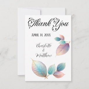 Pastel Iridescent Blätter Hochzeiten Dreamy Pastel Dankeskarte