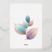 Pastel Iridescent Blätter Hochzeiten Dreamy Pastel Folieneinladung (Rückseite)