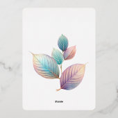Pastel Iridescent Blätter Hochzeiten Dreamy Pastel Folieneinladung (Rückseite)