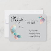 Pastel Iridescent Blätter Hochzeiten Dreamy Pastel RSVP Karte (Vorderseite)