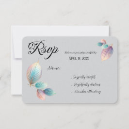 Pastel Iridescent Blätter Hochzeiten Dreamy Pastel RSVP Karte