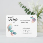 Pastel Iridescent Blätter Hochzeiten Dreamy Pastel RSVP Karte (Stehend Vorderseite)