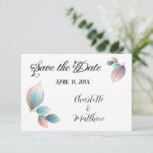 Pastel Iridescent Blätter Hochzeiten Dreamy Pastel Save The Date (Stehend Vorderseite)