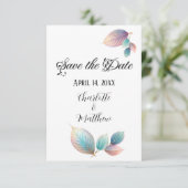 Pastel Iridescent Blätter Hochzeiten Dreamy Pastel Save The Date (Stehend Vorderseite)