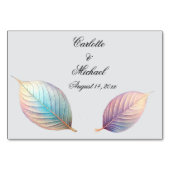 Pastel Iridescent Blätter Hochzeiten Dreamy Pastel Tischnummer (Rückseite)