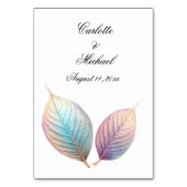 Pastel Iridescent Blätter Hochzeiten Dreamy Pastel Tischnummer (Rückseite)