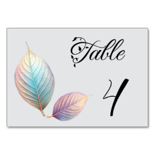 Pastel Iridescent Blätter Hochzeiten Dreamy Pastel Tischnummer