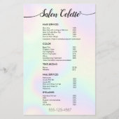 Pastel Iridescent Calligraphy Salon Service Menu Flyer (Vorne)