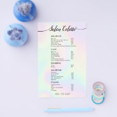 Pastel Iridescent Calligraphy Salon Service Menu Flyer (Einzeln)