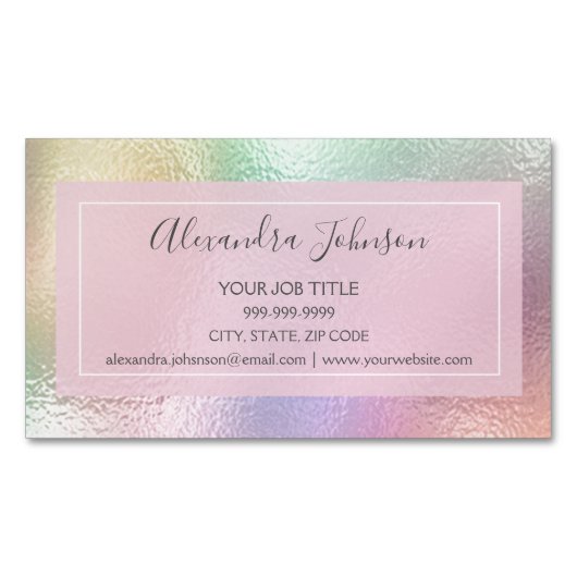 Pastel Iridescent Foil Magnetische Visitenkarte (Vorderseite)