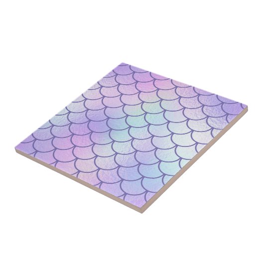 Pastel Iridescent Foil Periwinkle Meerjungfrauensk Fliese (Seite)