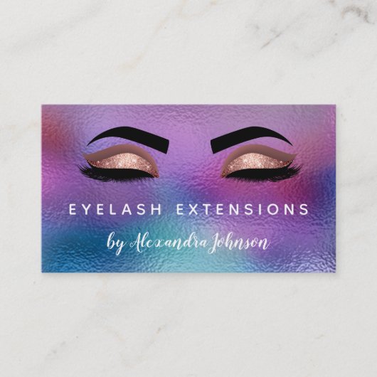 Pastel Iridescent Gold Eyelash Extensions Visitenkarte (Vorderseite)