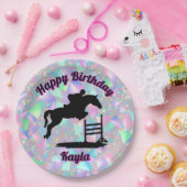 Pastel Iridescent Happy Birthday Horse Girl Pappteller (Party)