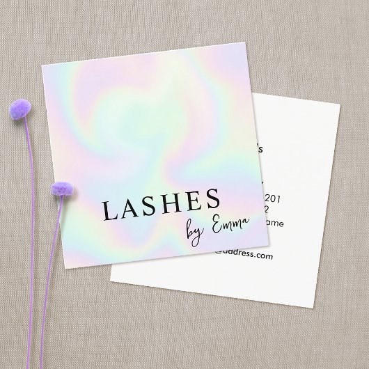 Pastel Iridescent Holographic Rainbow Abstrakt Quadratische Visitenkarte
