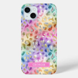 Pastel Iridescent Leopard Print Monogrammed Case-Mate iPhone Hülle