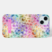 Pastel Iridescent Leopard Print Monogrammed Case-Mate iPhone Hülle (Rückseite (Horizontal))