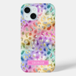 Pastel Iridescent Leopard Print Monogrammed Case-Mate iPhone Hülle