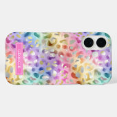 Pastel Iridescent Leopard Print Monogrammed Case-Mate iPhone Hülle (Rückseite (Horizontal))