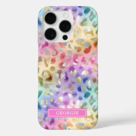 Pastel Iridescent Leopard Print Monogrammed iPhone 16 Pro Hülle