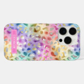 Pastel Iridescent Leopard Print Monogrammed Case-Mate iPhone Hülle (Rückseite (Horizontal))