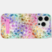 Pastel Iridescent Leopard Print Monogrammed Case-Mate iPhone Hülle (Rückseite (Horizontal))