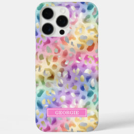 Pastel Iridescent Leopard Print Monogrammed iPhone 16 Pro Max Hülle
