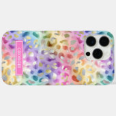 Pastel Iridescent Leopard Print Monogrammed Case-Mate iPhone Hülle (Rückseite (Horizontal))