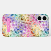 Pastel Iridescent Leopard Print Monogrammed Case-Mate iPhone Hülle (Rückseite (Horizontal))