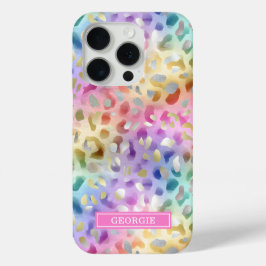 Pastel Iridescent Leopard Print Monogrammed Case-Mate iPhone Hülle