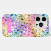 Pastel Iridescent Leopard Print Monogrammed Case-Mate iPhone Hülle (Rückseite (Horizontal))