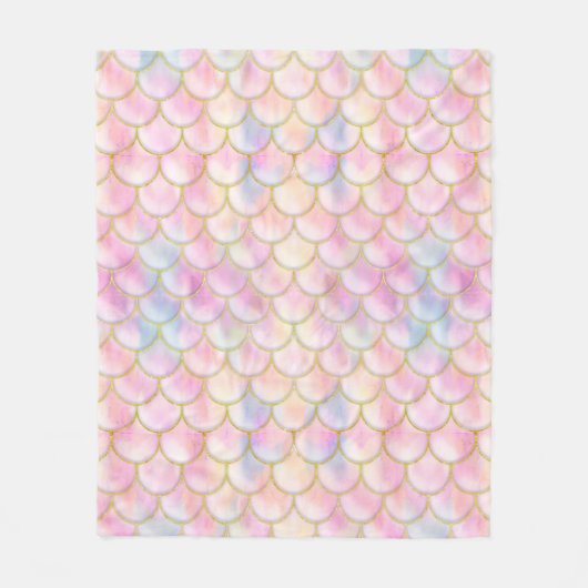 Pastel Iridescent Mermaid Scales Muster Fleecedecke (Vorderseite)