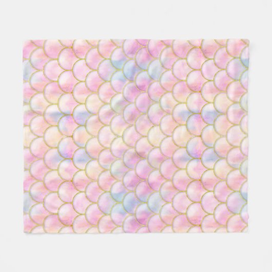 Pastel Iridescent Mermaid Scales Muster Fleecedecke (Vorderseite (Horizontal))