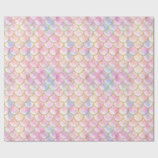 Pastel Iridescent Mermaid Scales Muster Geschenkpapier (Flach)