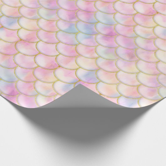 Pastel Iridescent Mermaid Scales Muster Geschenkpapier (Ecke)
