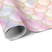 Pastel Iridescent Mermaid Scales Muster Geschenkpapier (Rolleneckpunkt)