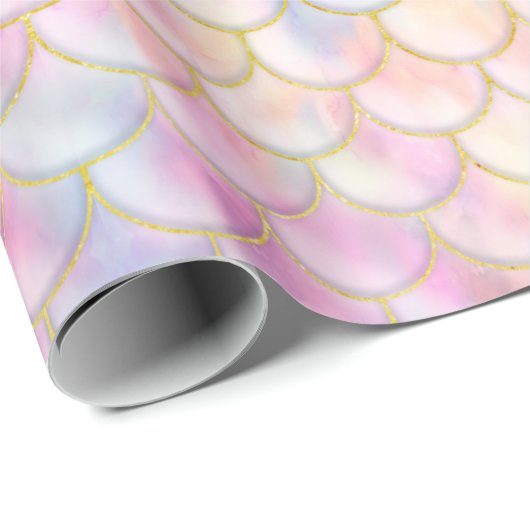 Pastel Iridescent Mermaid Scales Muster Geschenkpapier (Rolleneckpunkt)