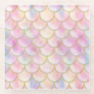 Pastel Iridescent Mermaid Scales Muster Glasuntersetzer