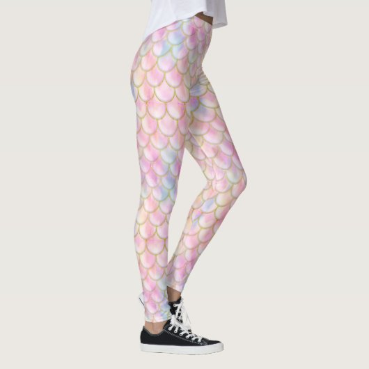 Pastel Iridescent Mermaid Scales Muster Leggings (Rechts)