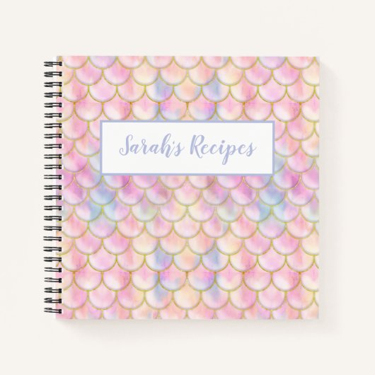 Pastel Iridescent Mermaid Scales Muster Notizblock (Vorderseite)