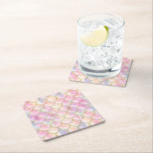 Pastel Iridescent Mermaid Scales Muster Rechteckiger Pappuntersetzer (Vor Ort)