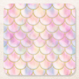 Pastel Iridescent Mermaid Scales Muster Rechteckiger Pappuntersetzer
