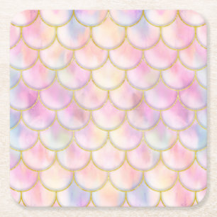 Pastel Iridescent Mermaid Scales Muster Rechteckiger Pappuntersetzer
