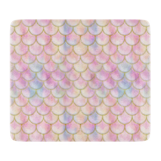 Pastel Iridescent Mermaid Scales Muster Schneidebrett (Vorderseite)