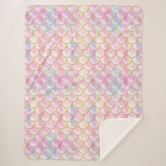 Pastel Iridescent Mermaid Scales Muster Sherpadecke (Vorderseite)