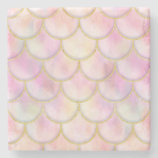 Pastel Iridescent Mermaid Scales Muster Steinuntersetzer (Vorderseite)