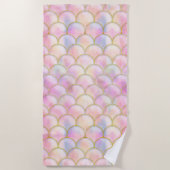 Pastel Iridescent Mermaid Scales Muster Strandtuch (Vorderseite)